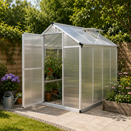 Gewächshaus mit Fundament Aluminium Polycarbonat 4,6 m² Treibhaus