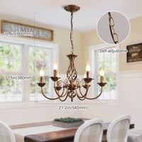 Antik Bronze Kronleuchter 6 Flammig Deckenlampe Beleuchtung