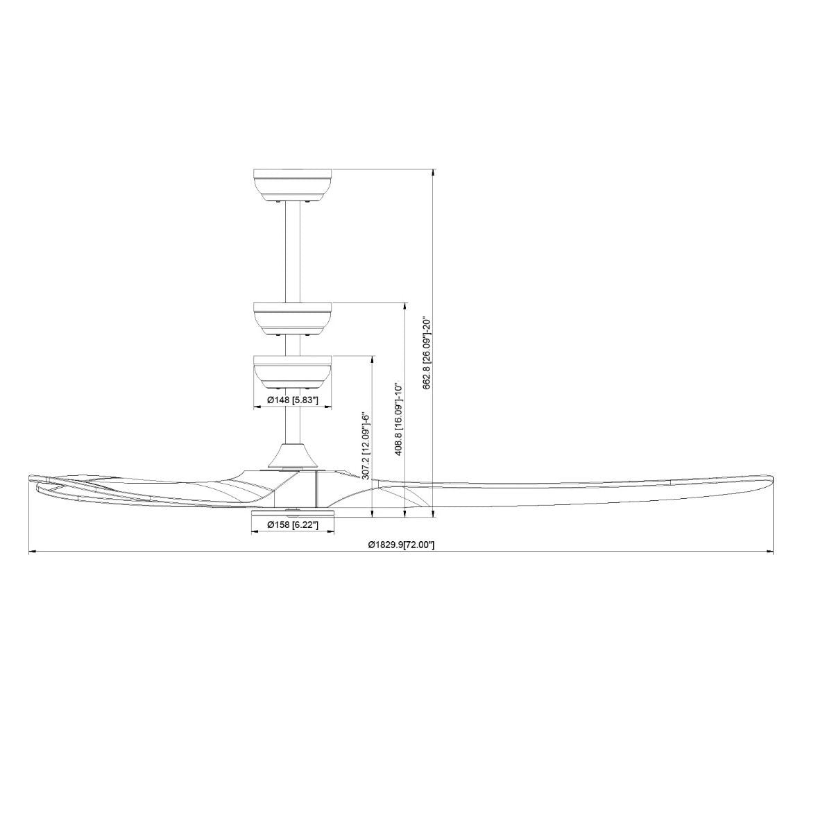 180cm Deckenventilator Holzflügel Fernbedienung Motor Ventilator Zimmer