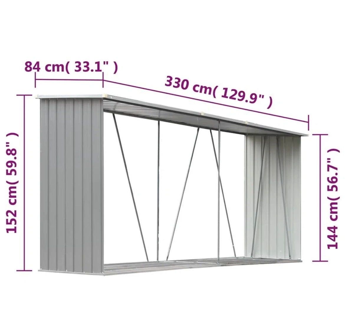 Brennholzlager Holzlager Kaminholzregal 330×84×152cm