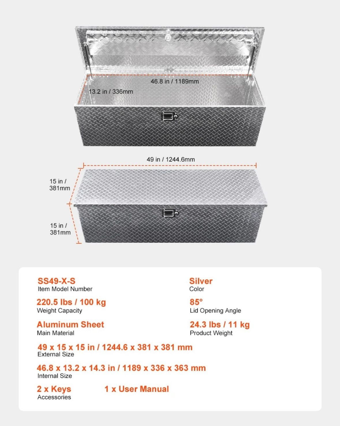 Truckbox Anhänger Werkzeugkiste Aluminium für Ladeflächen Kiste