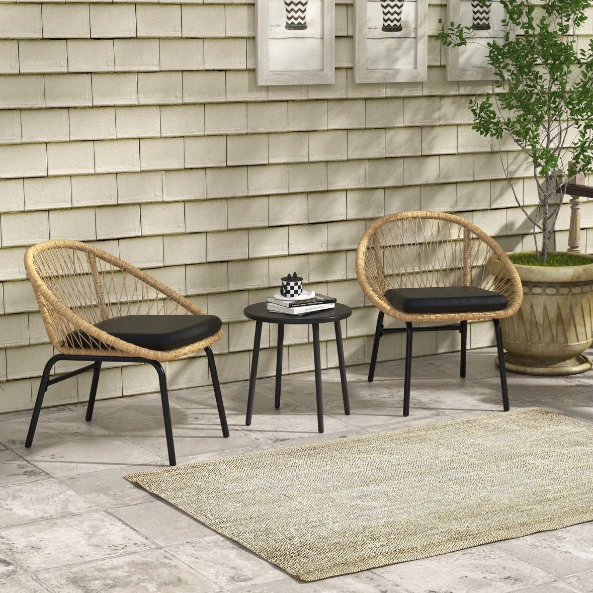 Gartenmöbel-Set 2 Stühlen Tisch