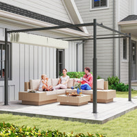 Garten-Pergola 3x3m ausziehbares Dach Magnetpad UPF30+ Pavillon Cremeweiß