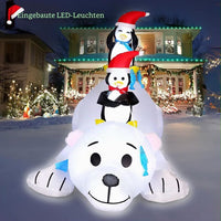 180cm Aufblasbare Eisbär Figur Weihnachten Dekoration LED Pinguin