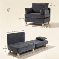 Schlafsessel 2in1 Bettfunktion Schlafsofa Gästebett Sessel Bett