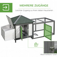 Zwerghühnerstall Auslauf Geflügelstall Nistkasten 196x76x97cm