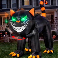 Aufblasbare LED Halloween Katze Beweglicher Kopf Deko 213cm