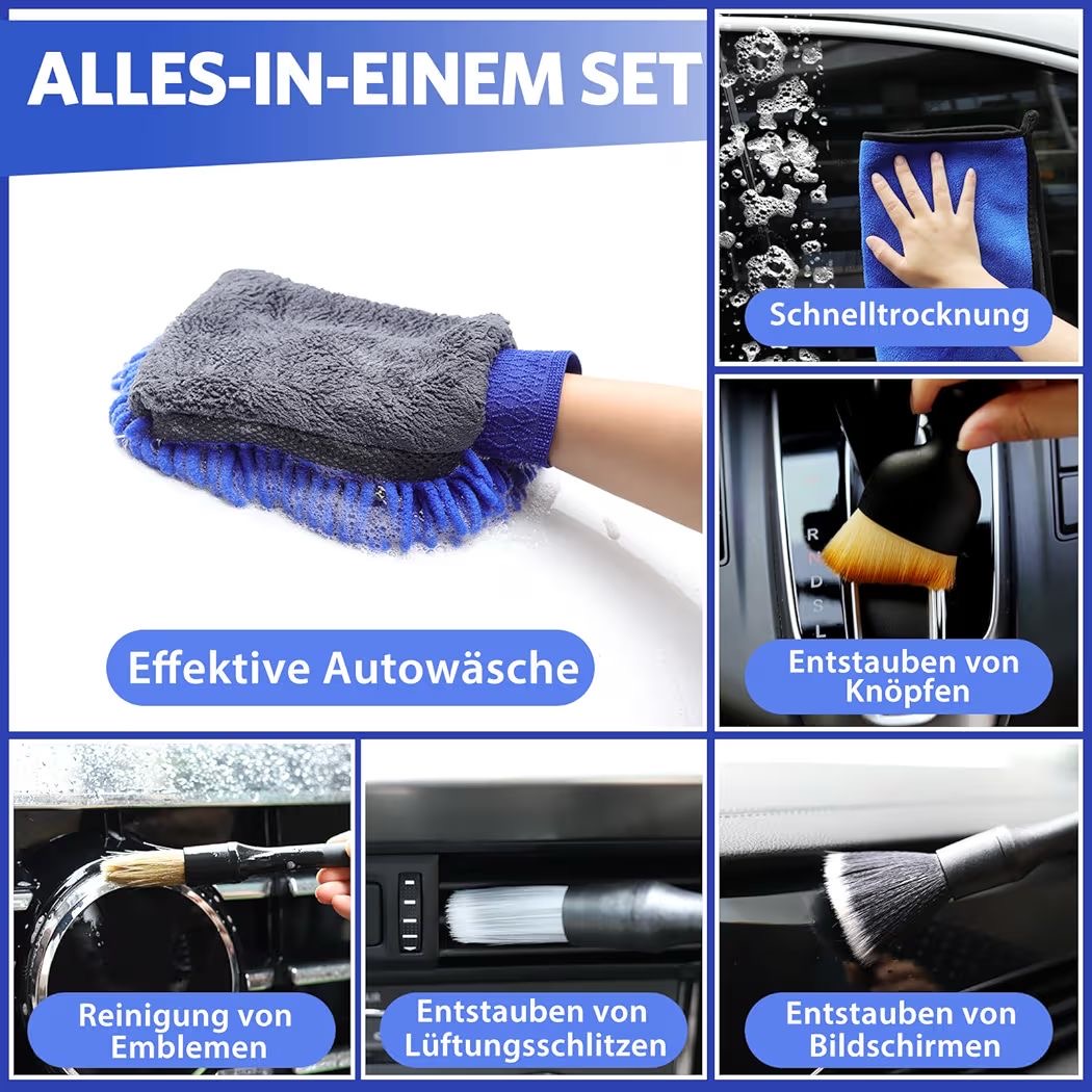 10tlg Autopflege Set Pflege Waschset Auto Reinigung Mikrofaser