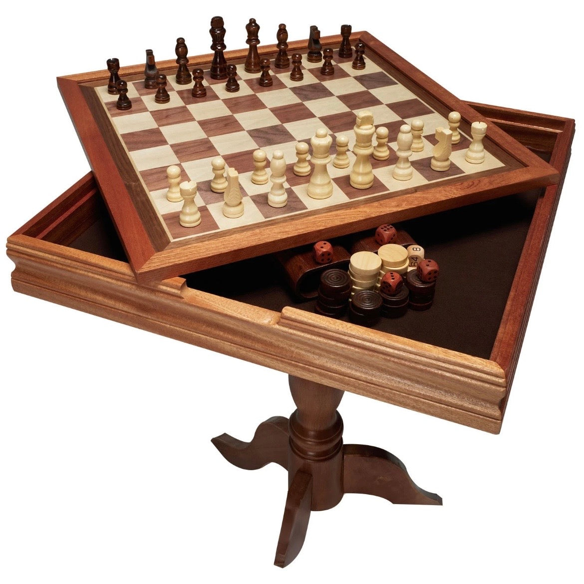 Holzschachspiel Schachset Schachbrett Schachtisch 39x39cm Schachfiguren