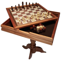Holzschachspiel Schachset Schachbrett Schachtisch 39x39cm Schachfiguren