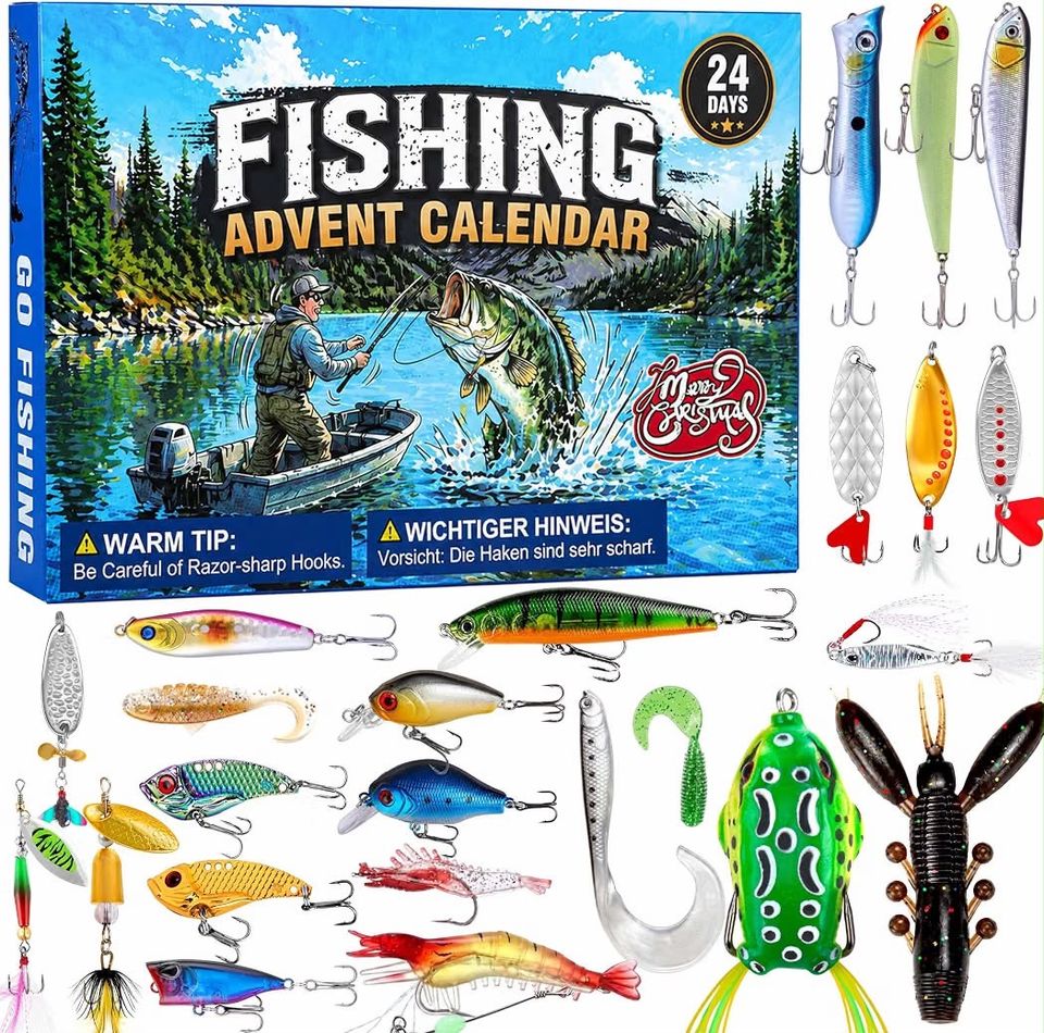 Adventskalender Angeln 24 Köder Weihnachtskalender Angelköder Barsch