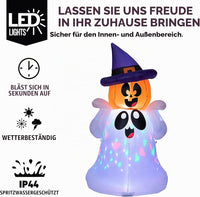 Halloween 1,5 Aufblasbarer LED Kürbisgeist Außendekoration Deko