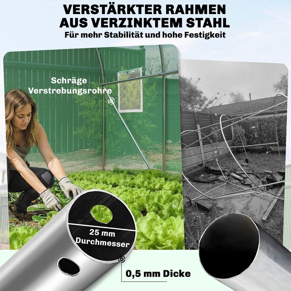 Gewächshaus 3x2x2m Foliengewächshaus Gartenhaus Pflanzenhaus Pflanzen