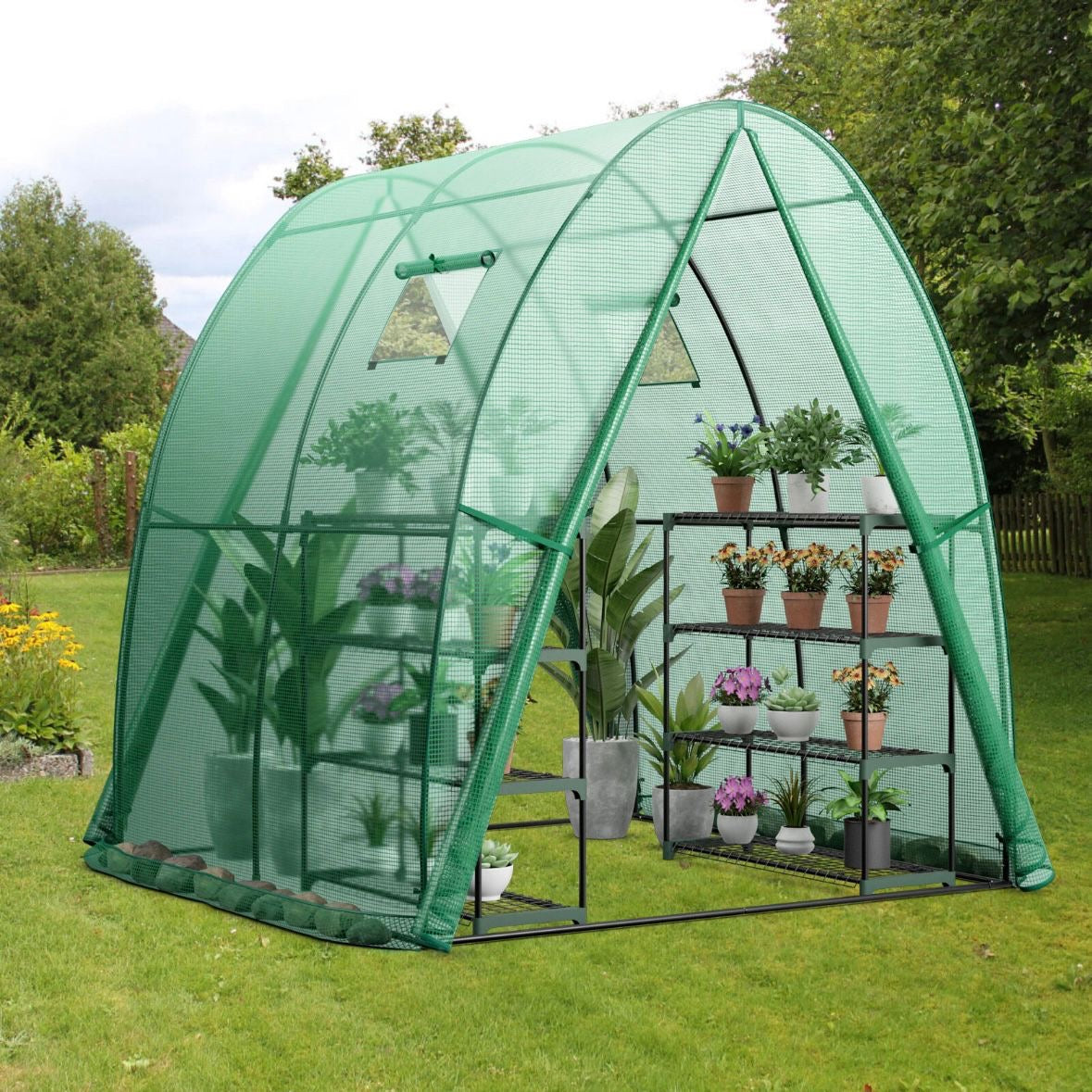 Gewächshaus Gartenhaus Treibhaus Foliengewächshaus 181x181x200cm Garten