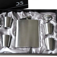 6tlg Flachmann Edelstahl Set 240ml Becher Trichter Geschenkbox