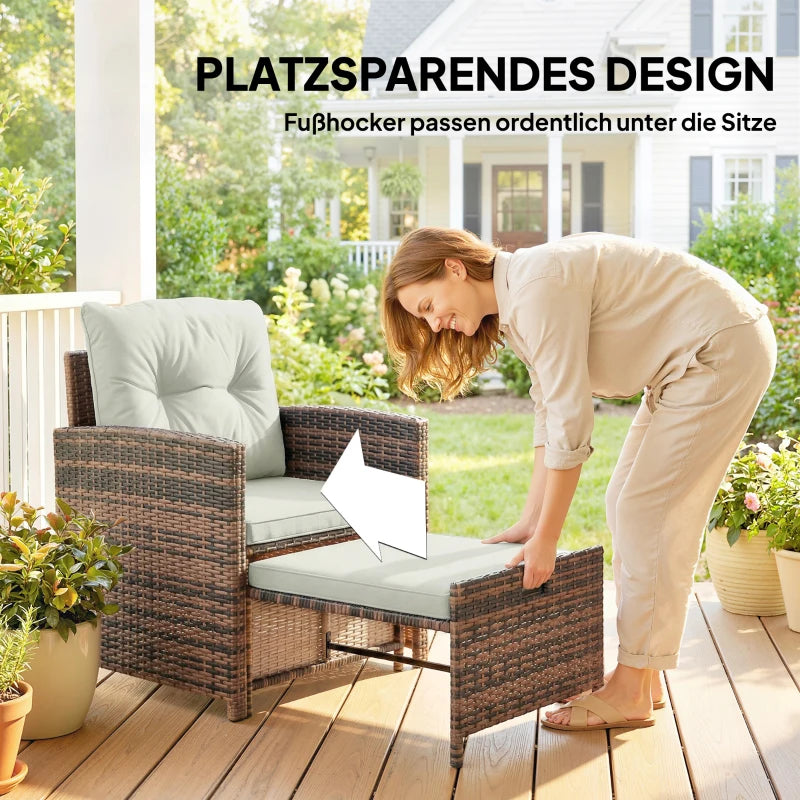 Gartenmöbelset Sitzgruppe 2er Sofa 2 Sessel Beistelltisch