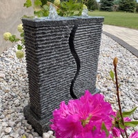 Granit Springbrunnen Wasserspiel LED Beleuchtung Gartenbrunnen