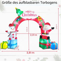 Aufblasbarer LED Weihnachtsbogen 380cm XXL Schneemann Weihnachtsdeko