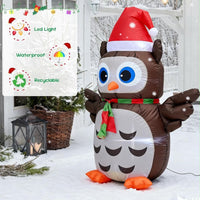 122cm Aufblasbare LED Eule Weihnachtsmütze Weihnachtsdeko