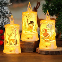 6x LED Kerzen Beleuchtung Rentier Weihnachtsmann Schneemann Dekoration