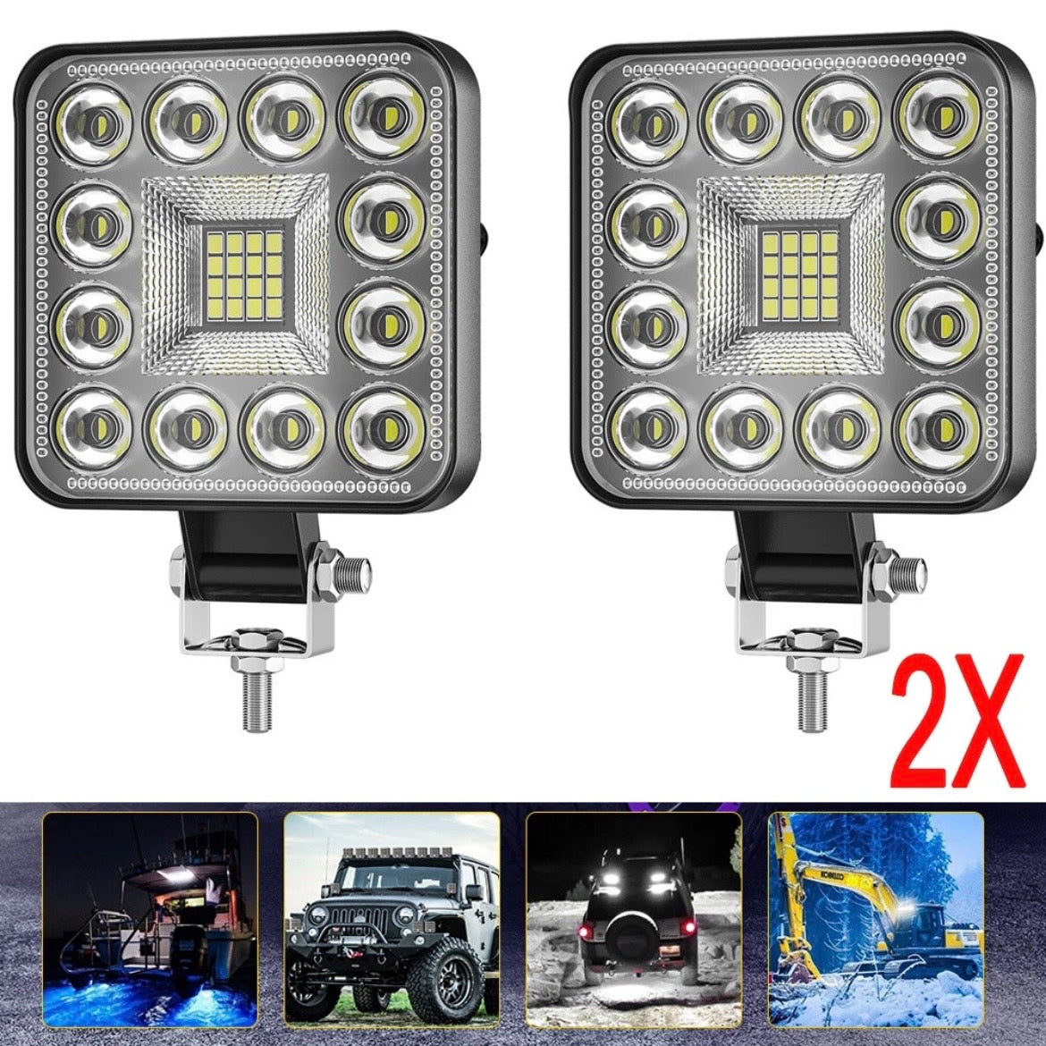 2x 48W LED Arbeitsscheinwerfer Rückfahrleuchte 12V 24V Kfz Scheinwerfer
