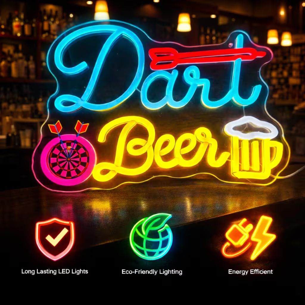 LED Neon Schilt Dart Beer Bier Neonlicht USB Bar