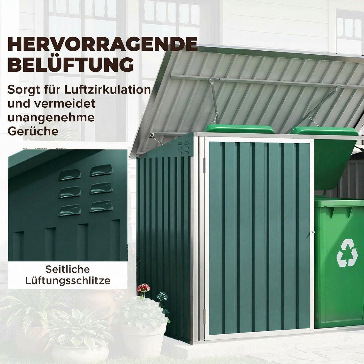 Mülltonnenbox 2x Mülltonnen Gartenbox Müllbox Tonnen Garten