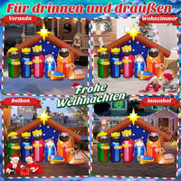 2,4m Aufblasbare LED Weihnachtskrippe Weihnachtsdeko Beleuchtung Outdoor
