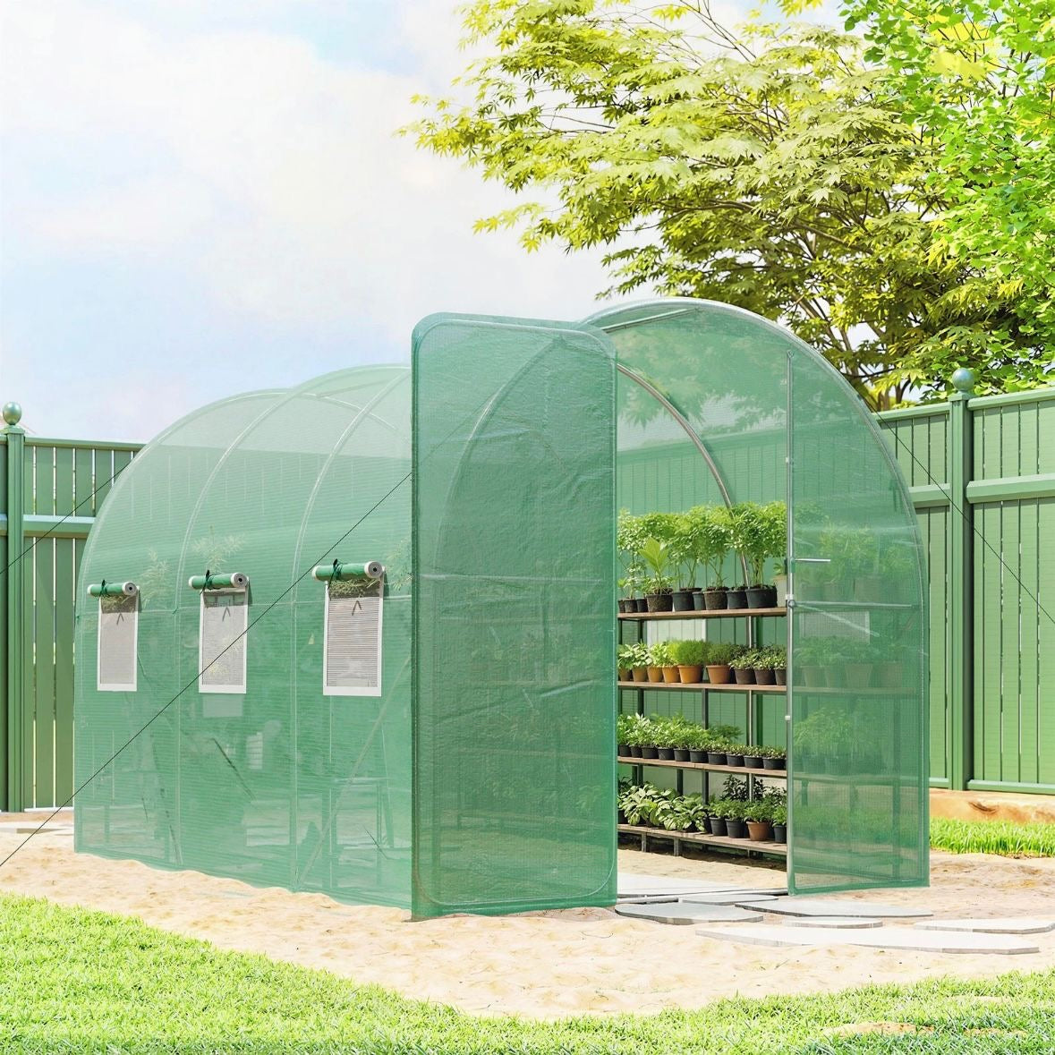 Gewächshaus 3x2x2m Foliengewächshaus Gartenhaus Pflanzenhaus Pflanzen