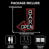 LED Neonschild Bar Open Leuchtschild Zimmer Deko Wand USB Beleuchtung