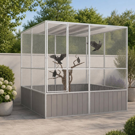 XXL Voliere Stahl Vogelvoliere Außenvoliere Vogelkäfig 213,5x217,5x211,5cm