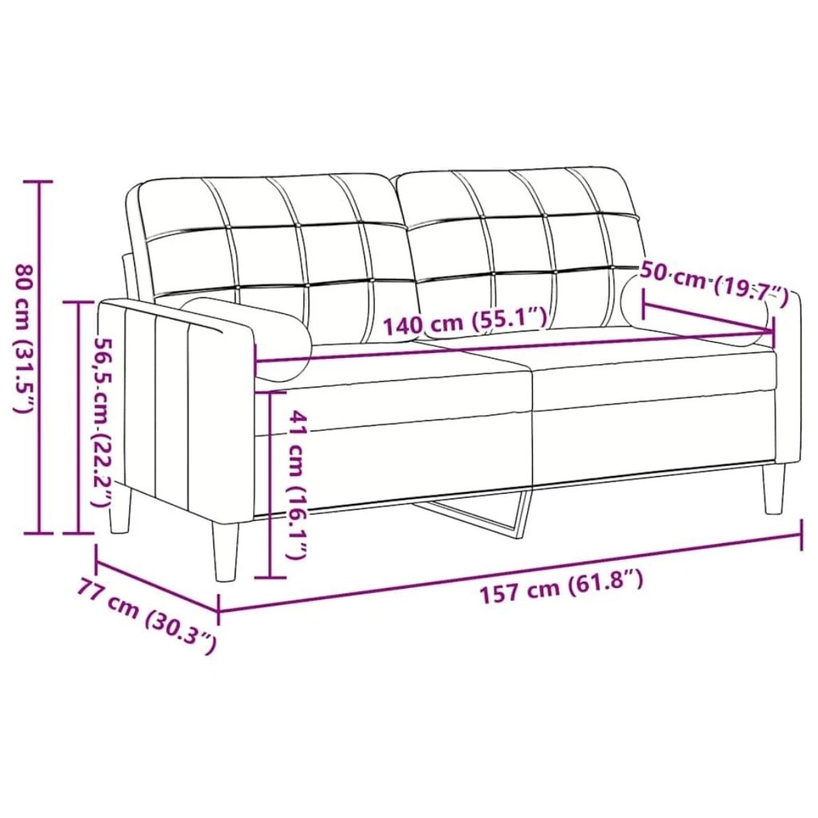 2 Sitzer Couch Sofa Polstersofa Wohnzimmer Couch