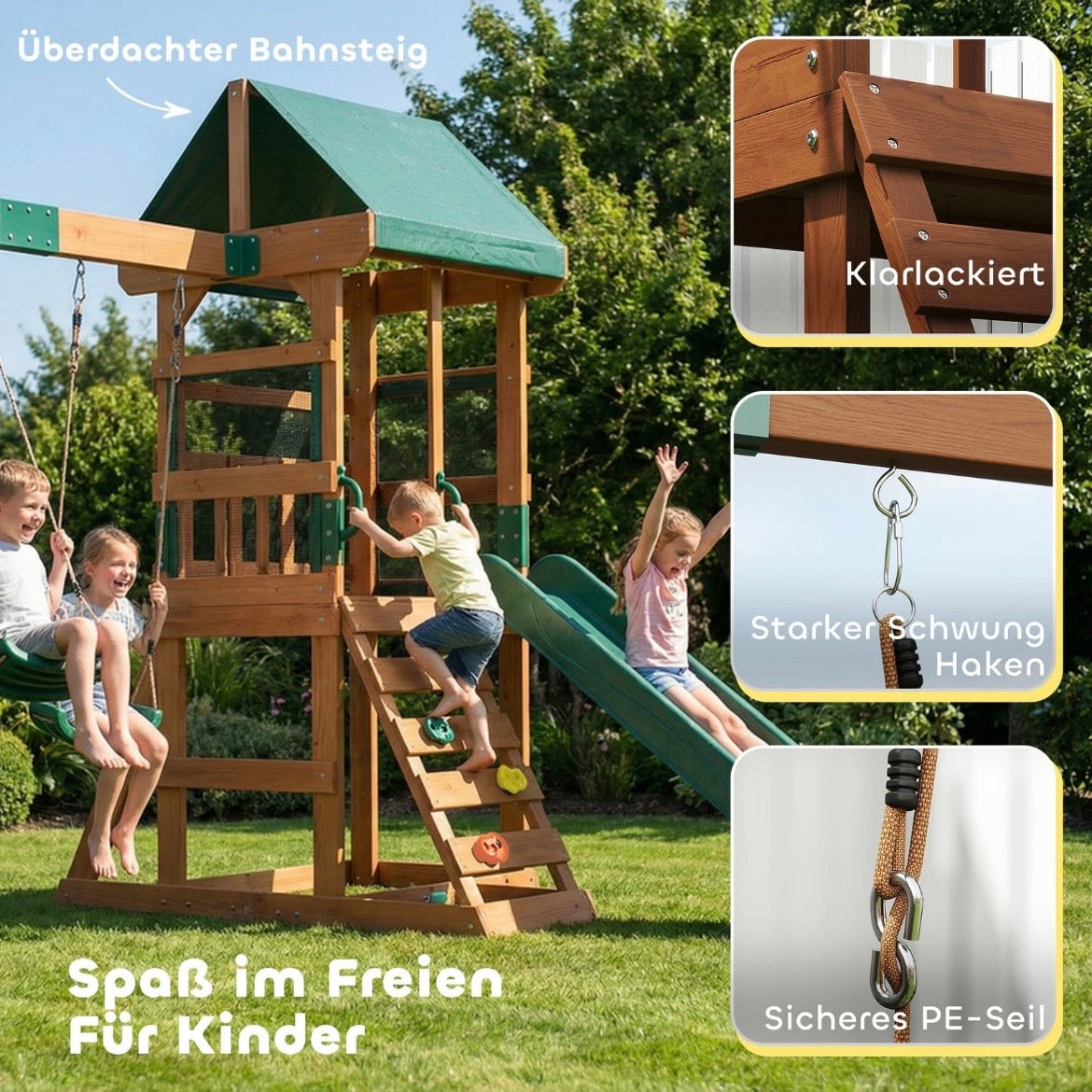 Spielturm Klettergerüst Schaukelgestell Rutsche Spielgerät