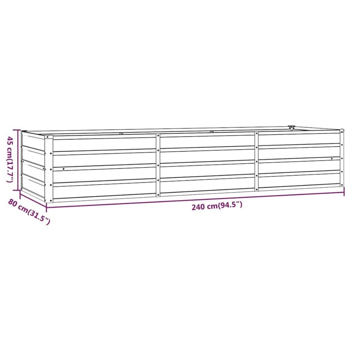 Hochbeet Cortenstahl Pflanzbeet Pflanzkasten 240x80x45cm
