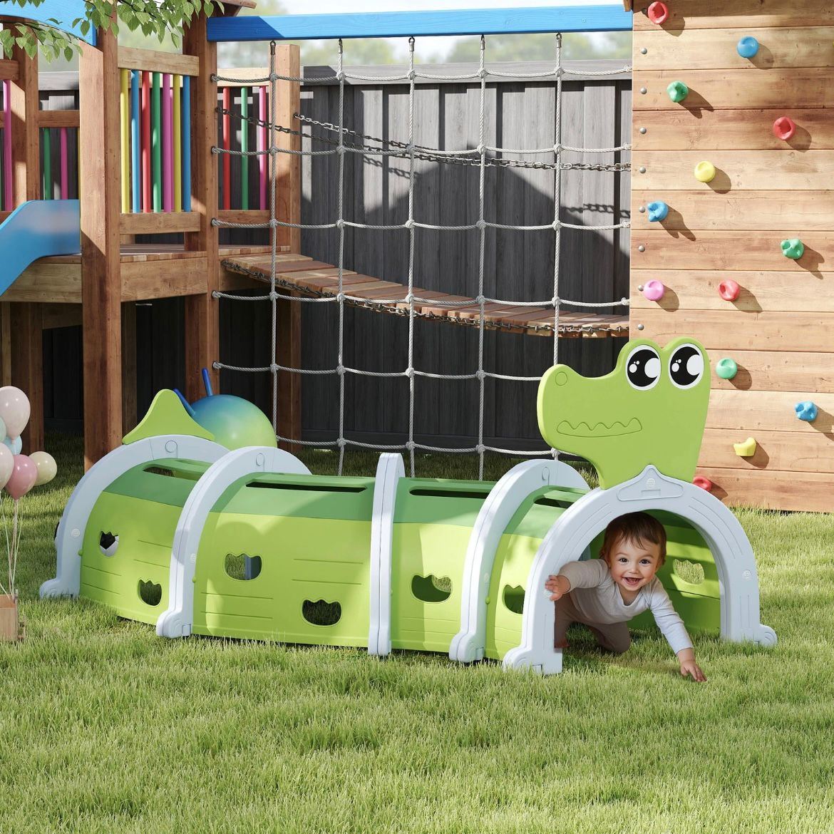 Krabbeltunnel Kinderspielzeug Spieltunnel 194cm Krokodiltunnel