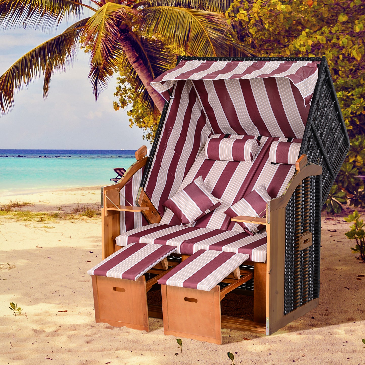 Strandkorb Ostsee Volllieger 2-Sitzer Tannenholz Balkon Garten