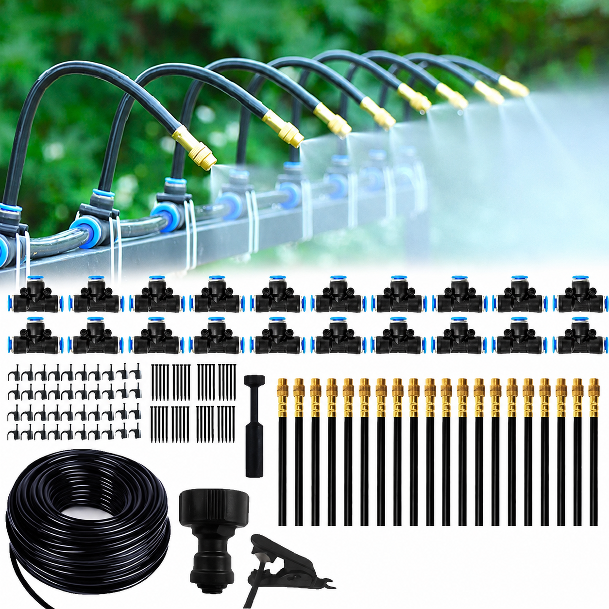 Bewässerungssystem 20m Gartenschlauch 360° Sprühdüsen Bewässerungsset