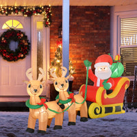 Aufblasbarer Weihnachtsmann Schlitten LED 240x57x112cm Wasserdicht Dekoration
