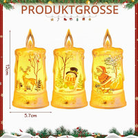 6x LED Kerzen Beleuchtung Rentier Weihnachtsmann Schneemann Dekoration