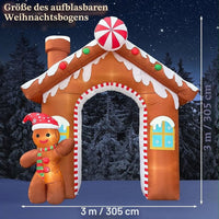 3m Aufblasbarer Weihnachtsbogen Lebkuchenhaus LED Beleuchtung