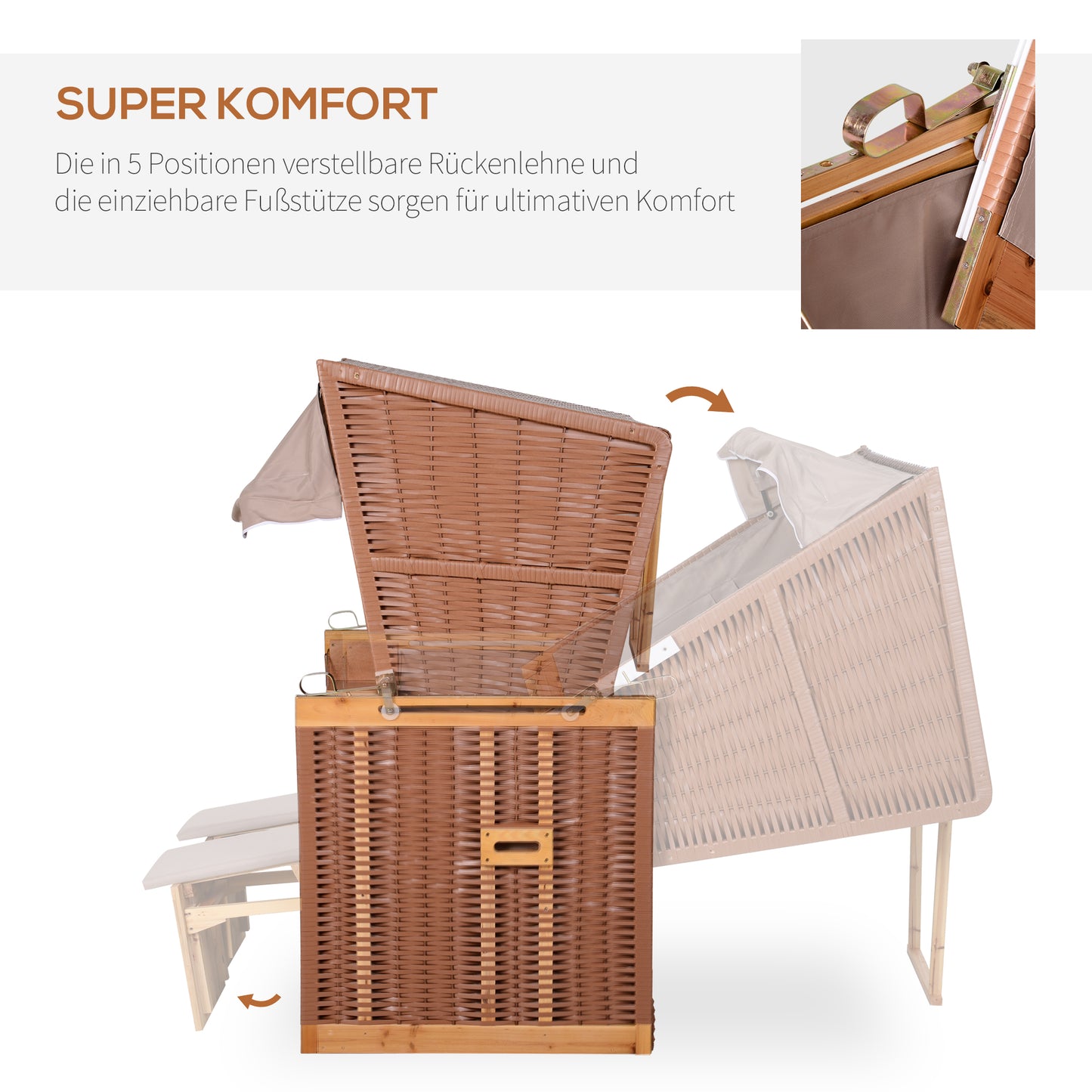 Strandkorb 2 Personen Neigbar Sonneninsel Gartenliege