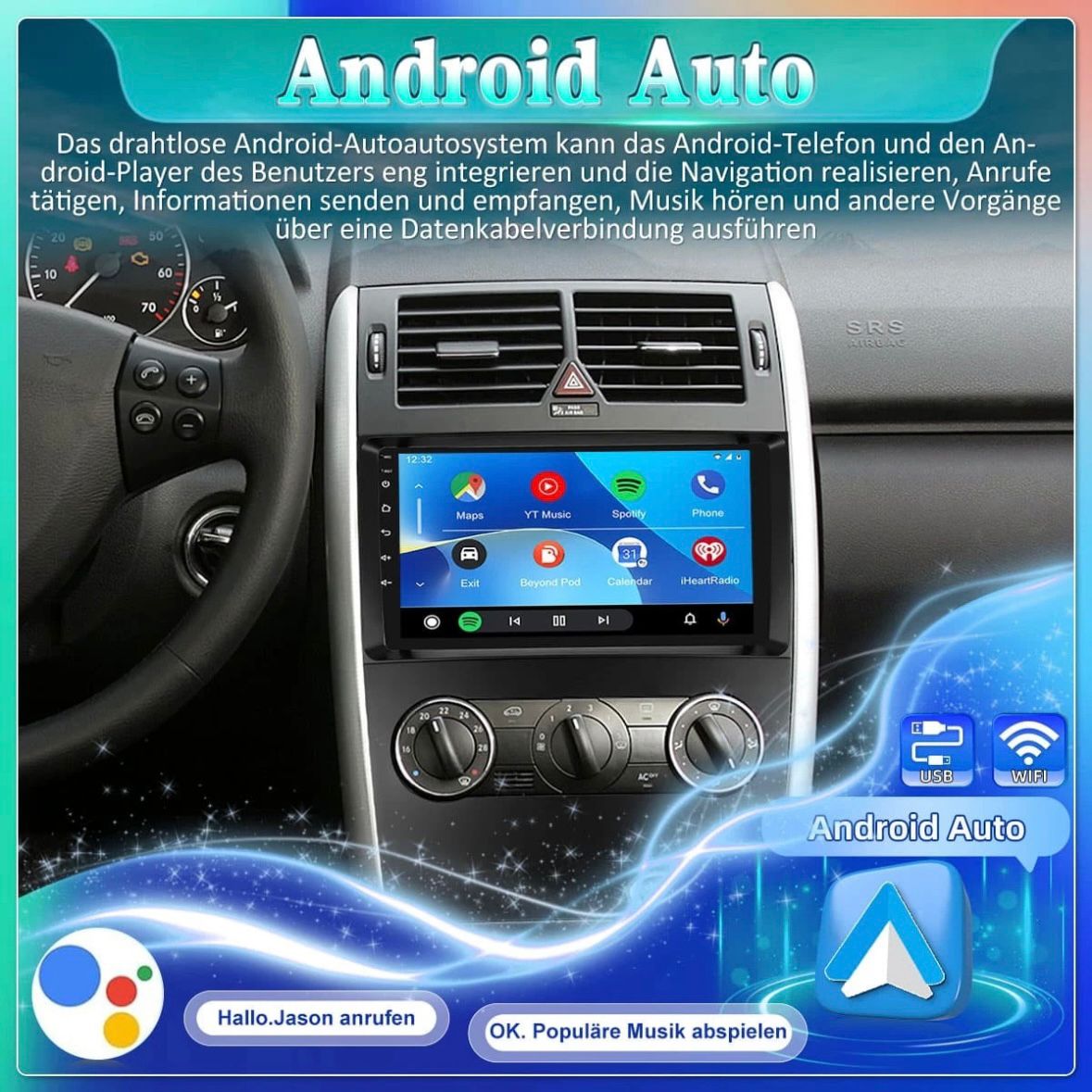 Autoradio für Mercedes-Benz A/B Klasse W169 W245 Android 15.0