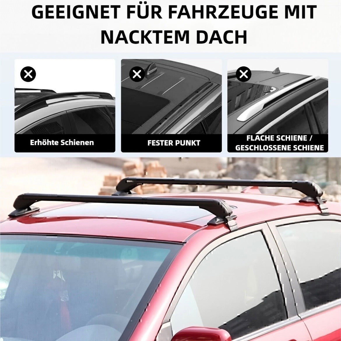2 x Alu Relingträger Universal Dachträger 150kg Lastenträger
