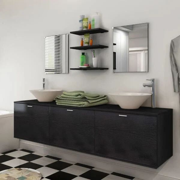 Doppelwaschbecken Möbelset Badschrank Waschschrank