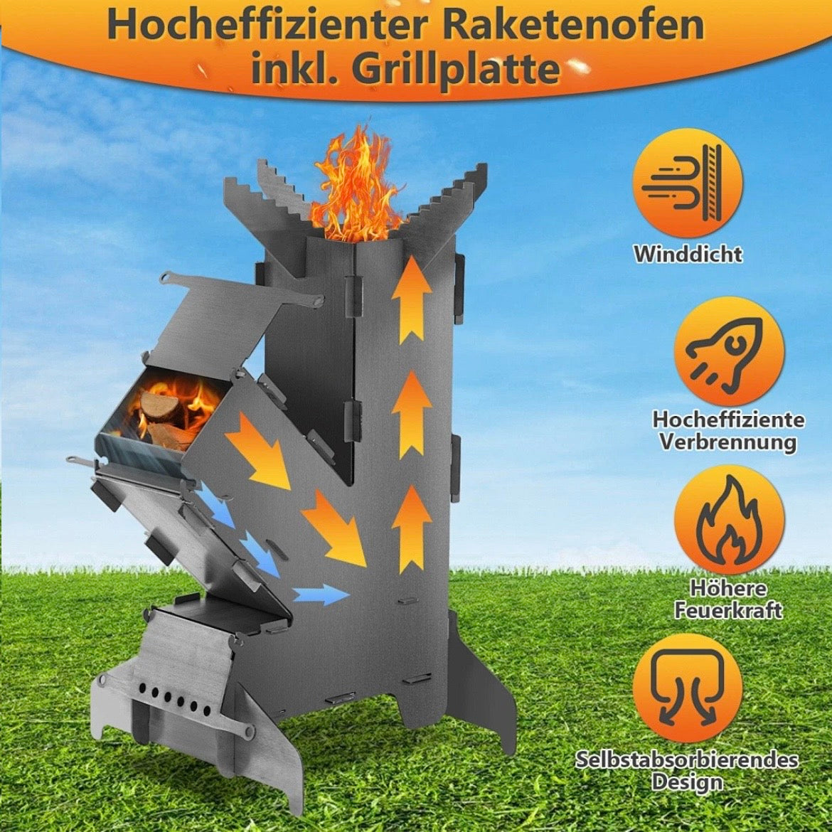 Raketenofen Stahlofen Heizkörper Heizen Kamin Outdoor