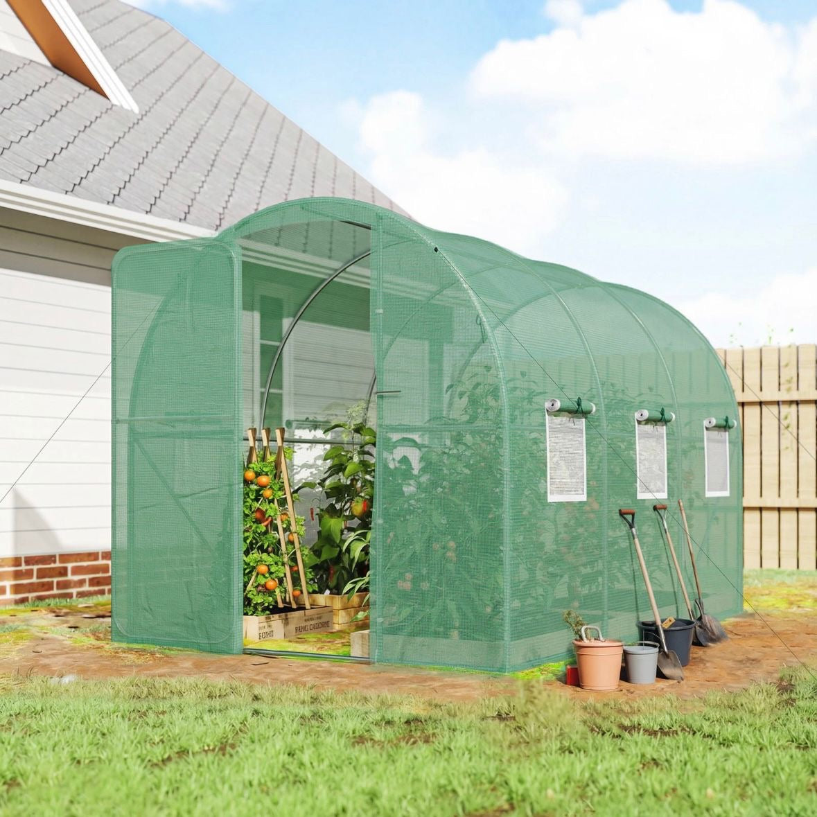 Gewächshaus 3x2x2m Foliengewächshaus Gartenhaus Pflanzenhaus Pflanzen