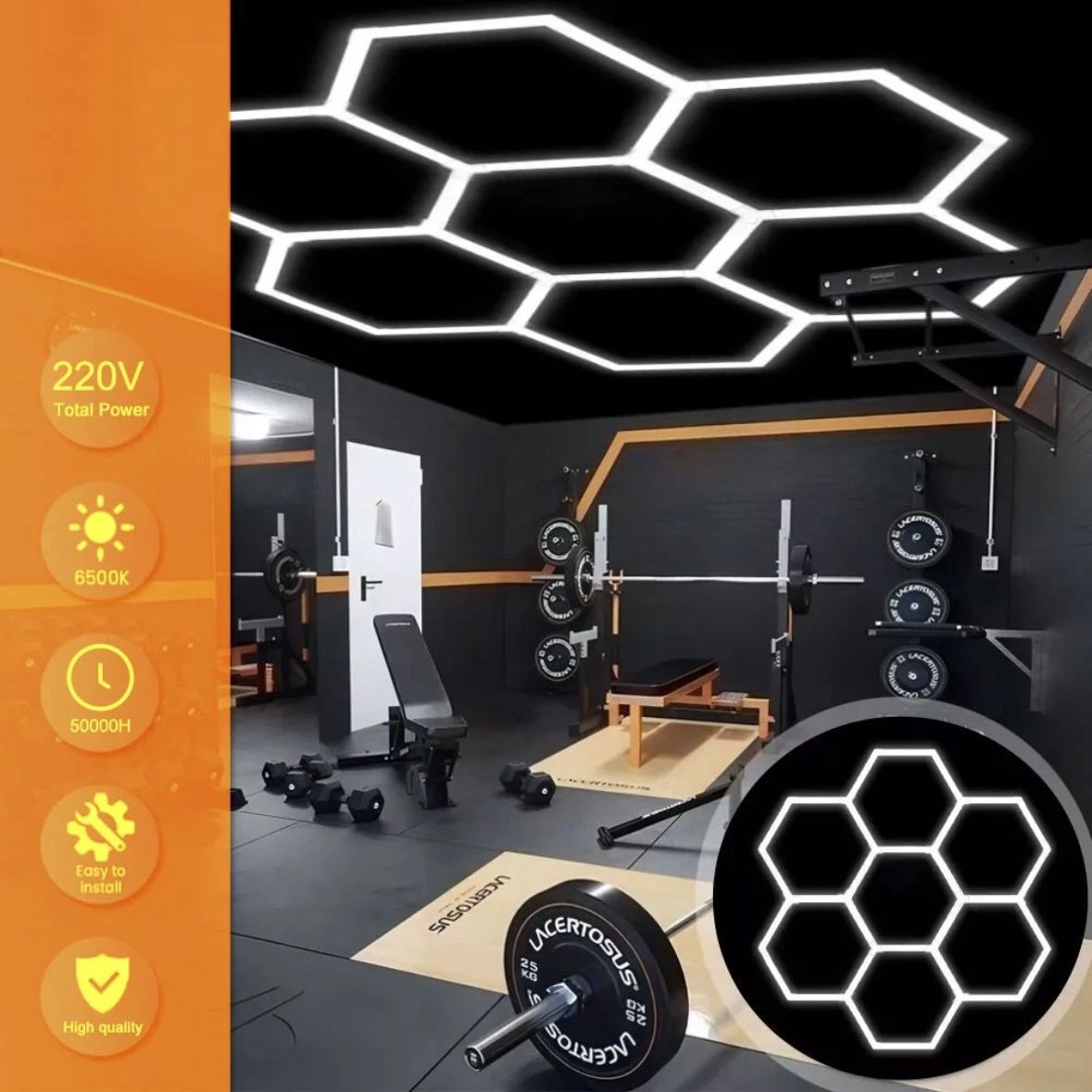 5x Hexagon LED Lampe Werkstatt Garagenleuchte