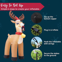 300cm Aufblasbares LED Rentier Riesige Weihnachtsdeko XXL Gartendeko