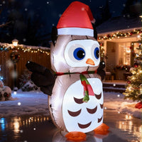 122cm Aufblasbare LED Eule Weihnachtsmütze Weihnachtsdeko