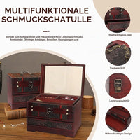 Vintage Holz Schmuckschatulle Schmuckkästchen Aufbewahrung